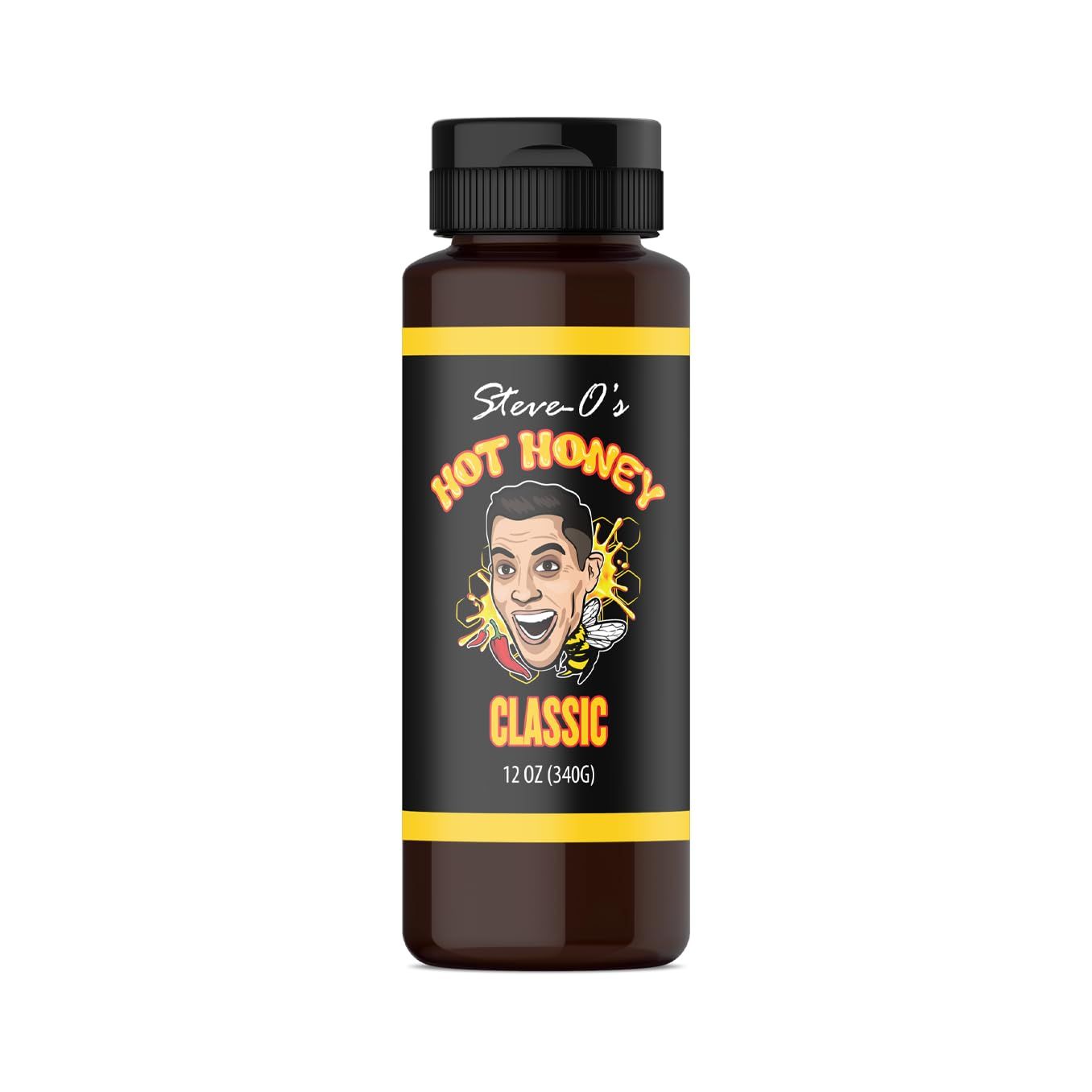 Steve-O&#39;s Hot Honey - Classic Golden Honey &amp; Carolina Reaper Peppers, Sweet &amp; Spicy Marinades, Dressings, Pizza, Wings, Breakfast &amp; More (12 oz)