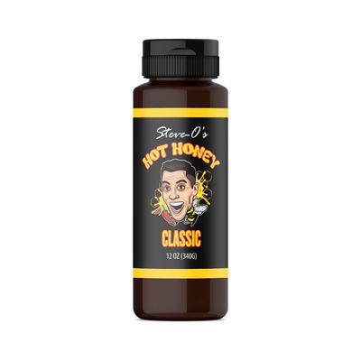 Steve-O&#39;s Hot Honey - Classic Golden Honey &amp; Carolina Reaper Peppers, Sweet &amp; Spicy Marinades, Dressings, Pizza, Wings, Breakfast &amp; More (12 oz)