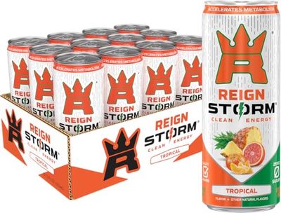 REIGN Storm, Tropical, Fitness &amp; Wellness Energy Drink, 12 Fl Oz (Pack of 12)