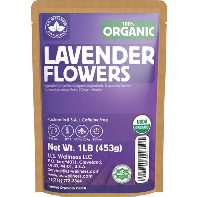 Lavender Tea 1LB (16Oz) 100% Certified Organic Lavender Flowers Dried Loose Lavender Tea Perfect for Tea, Baking, Lemonade, DIY Beauty, Sachets &amp; Fresh Fragrance 100% Raw Albanian Harvest
