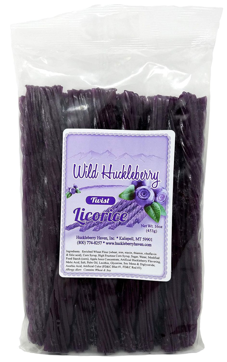 Wild Huckleberry Licorice Twists 16 oz, Made in USA