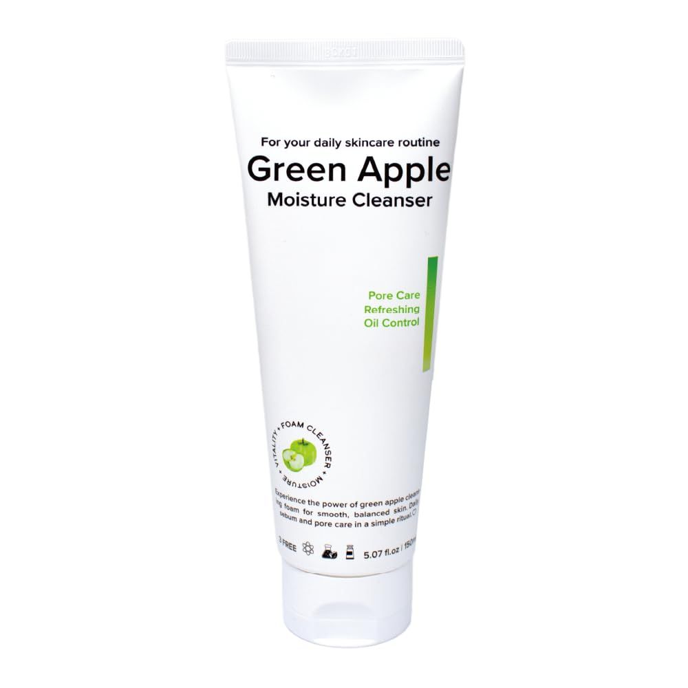 Naisture Foaming Facial Cleanser for Daily Face Wash Skincare with Hyaluronic Acid- Green Apple Moisture Cleanser 5.07fl.oz (150ml)
