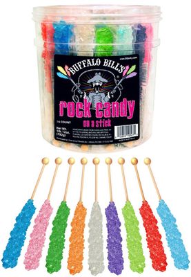Buffalo Bills Mixed Rock Candy On A Stick (36-ct tub mixed rock candy crystal sticks in 9 flavors)