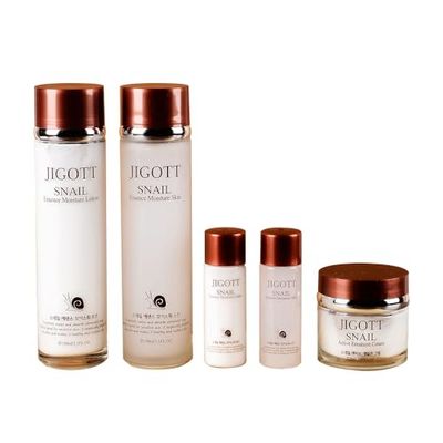 Jigott Snail Essence Moisture Skin Care 3Set, K Beauty Snail Cream, Moisturizer, Toner, Anti-Aging Hydration