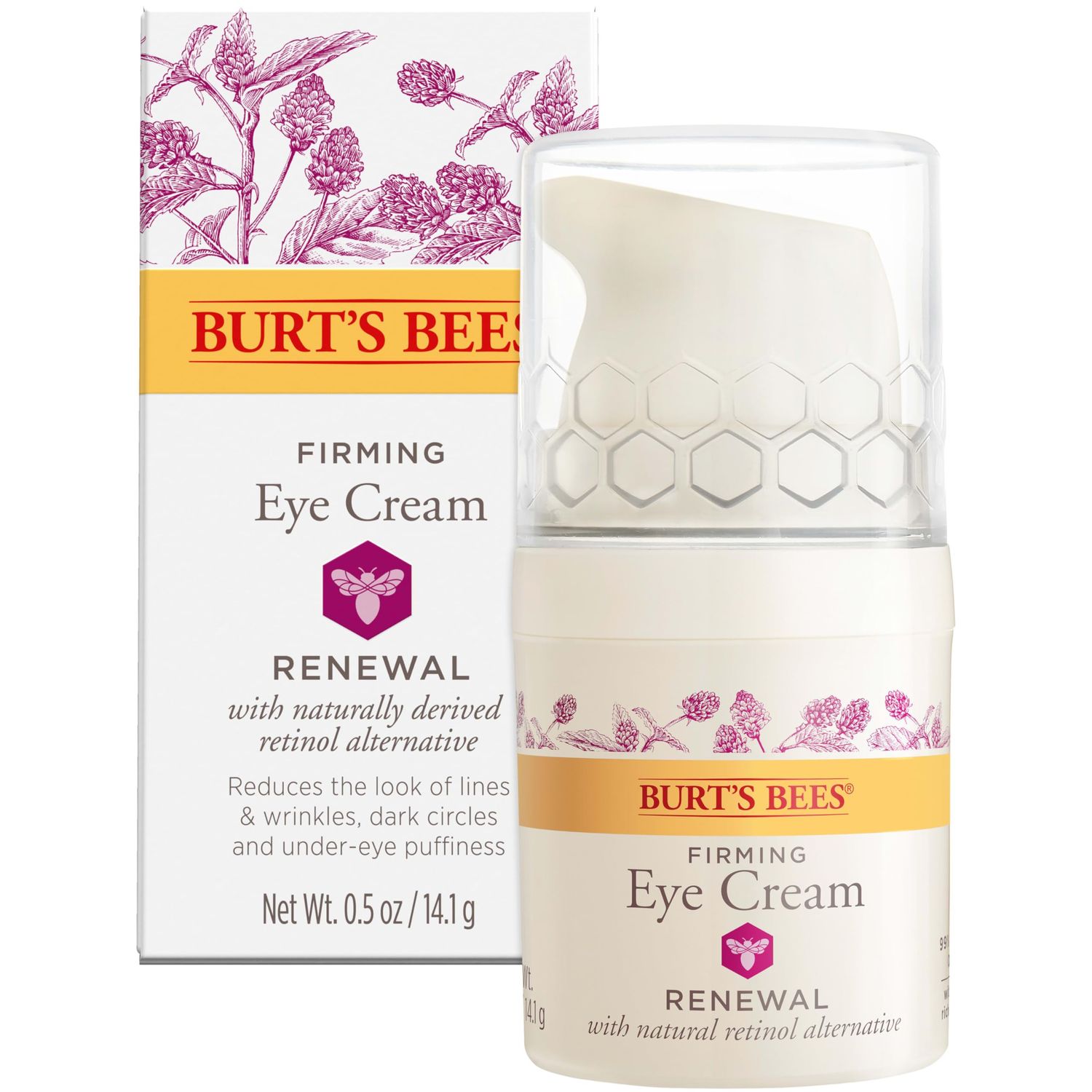 Burt&#39;s Bees Renewal Firming Eye Cream With Natural Retinol Alternative, Reduces Appearance of Lines, Wrinkles, Under-Eye Circles and Crow&#39;s Feet, 99 Percent Natural Origin Skin Care, 0.5 oz. Bottle