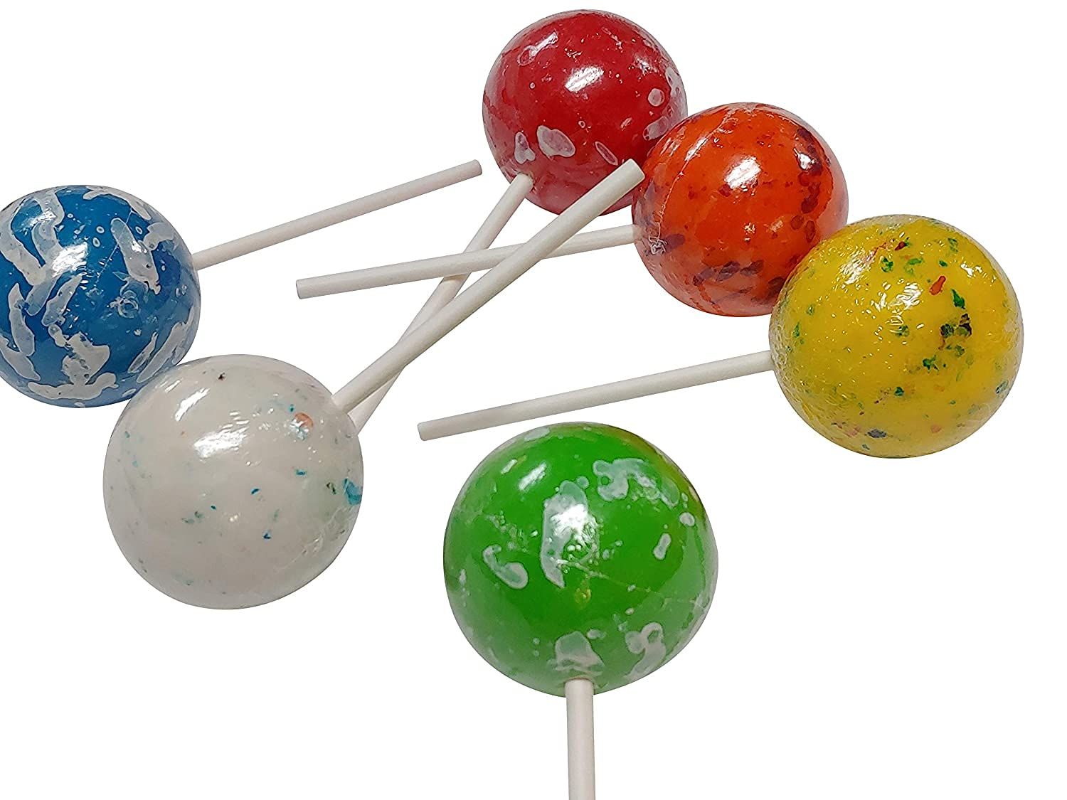 HUGE Jawbreakers On A Stick- Assorted Colors 2.25 Inch - 4 COUNT Rock Hard Candy Rainbow Candy