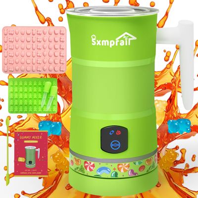 Gummy Candy Maker Mixer, Infused Herb Edible Gummy Machine, Gummy Making Kit, DIY Gummy, Include 1 Bear Gummy Mold, 2 Dropper, 1 Fruit Mold&amp;1 Mixing Stick Five-Years Free Replacement(Green)