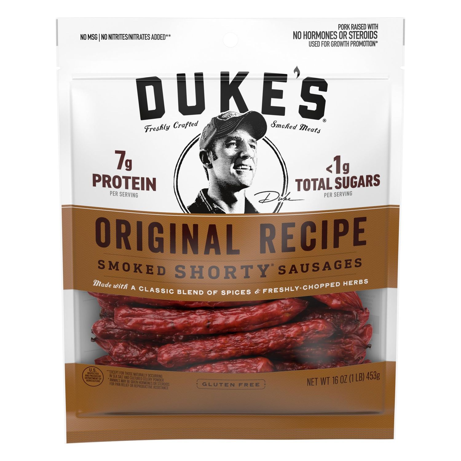Duke&#39;s Pork Original Smoked Shorty Sausages, 7g Protein Per Serving, 16 oz.