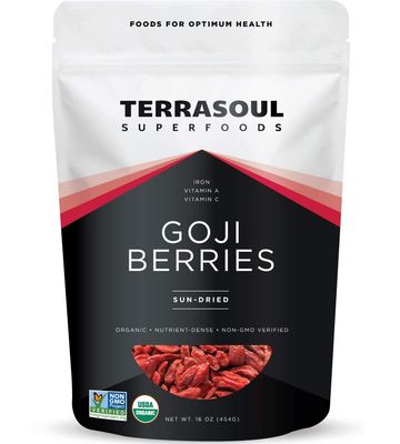 Terrasoul Superfoods Organic Goji Berries, 16 Oz - Large Size Chewy Texture Premium Quality Lab-Tested