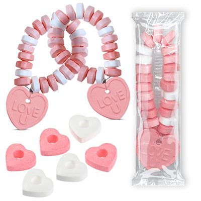 24 Heart Candy Bracelets - 15g Candy Bracelet Individually Wrapped - Heart Shaped Candy - Great for Candy Bags and Heart Party Favors