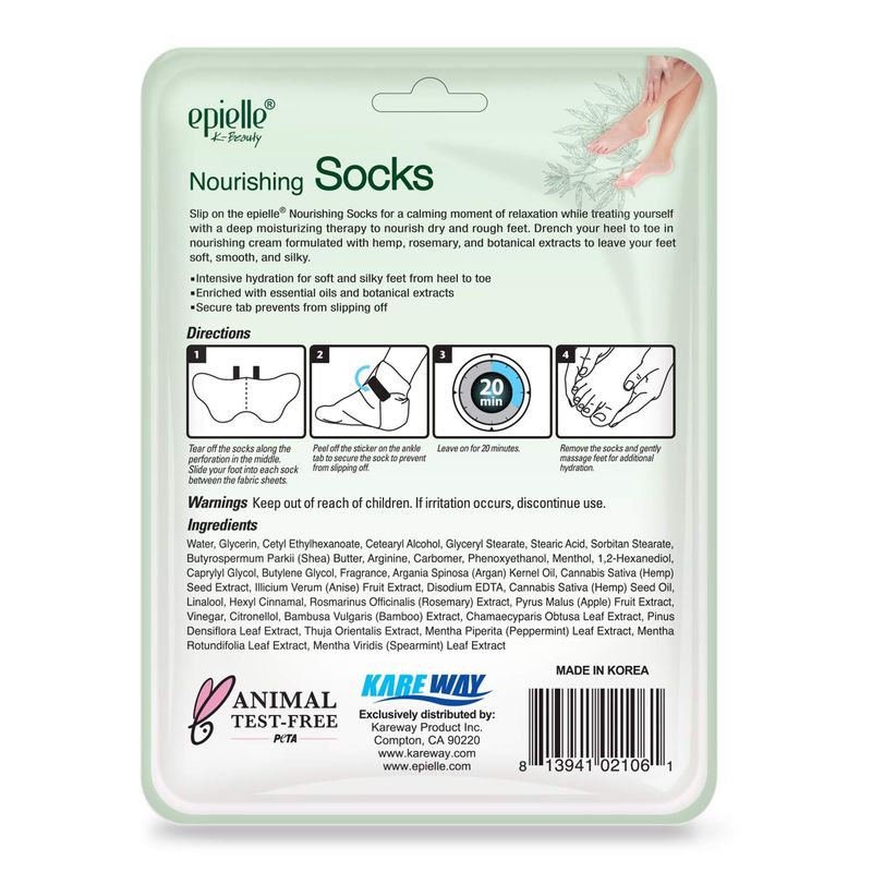 Epielle Nourishing Foot Masks, 6 Pairs Deep Moisturizing Socks with Hemp and Rosemary Extract, Korean Skincare, Spa Gifts, Mother's Day Gifts