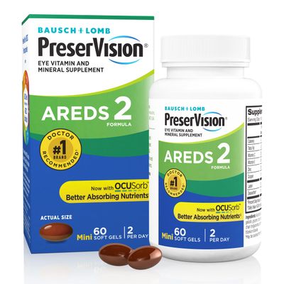 PreserVision AREDS 2 Formula Multivitamin, Eye Vitamin and Mineral Supplement with Lutein &amp; Zeaxanthin From Bausch Lomb, 60 Soft Gels (MiniGels)