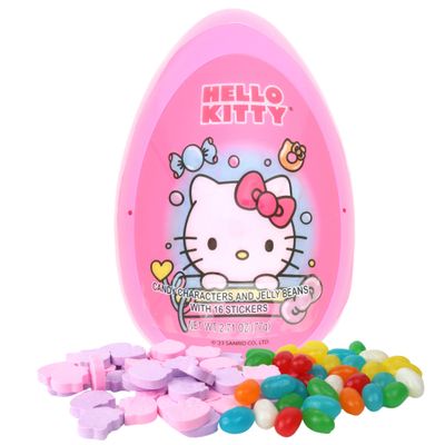 Jumbo Hello Kitty Easter Egg with Candy and Sticker, Individual Packets of Jelly Beans and Hard Candies, Basket Stuffer Gifts for Girls, 2.71 Ounces