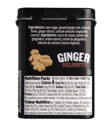 Ginger Delights Four Flavor Variety Pack Genuine Ground Ginger Root, Natural Flavors Kosher Certified, Vegan, Gluten Free Aspartame &amp; Xylitol Free 30 Count Tin (Pack of 12)