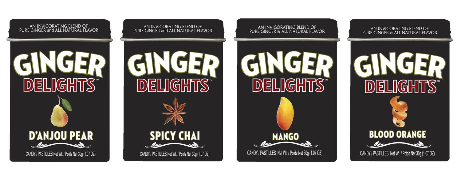 Ginger Delights Four Flavor Variety Pack Genuine Ground Ginger Root, Natural Flavors Kosher Certified, Vegan, Gluten Free Aspartame &amp; Xylitol Free 30 Count Tin (Pack of 12)