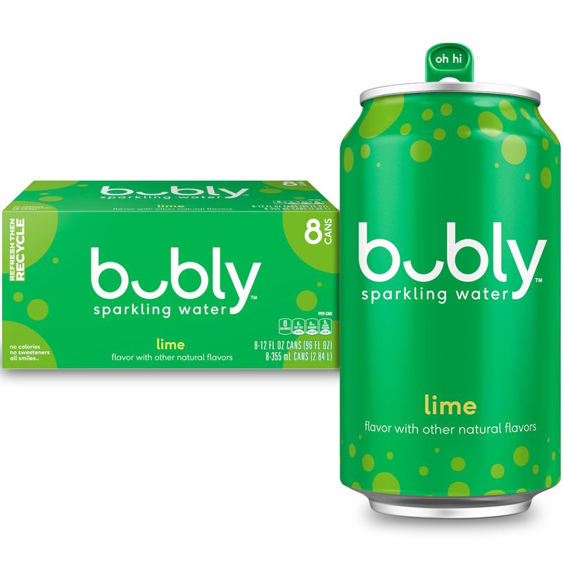 Bubly Sparkling Water, Lime, Zero Sugar &amp; Zero Calories, Seltzer Water,12 Fl Oz Cans (Pack of 8)