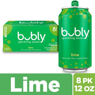 Bubly Sparkling Water, Lime, Zero Sugar &amp; Zero Calories, Seltzer Water,12 Fl Oz Cans (Pack of 8)