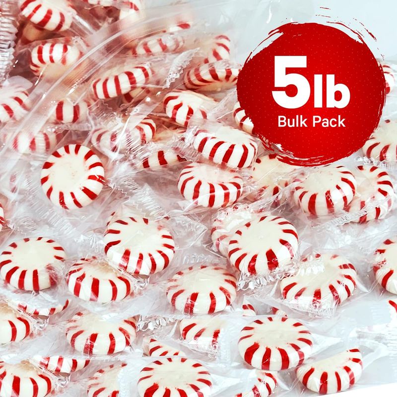 Starlight Peppermints Individually Wrapped Candy, 5 Pound Bulk Pack, Sweets for On the Go Refreshment, Perfect Peppermint Candy for Office.