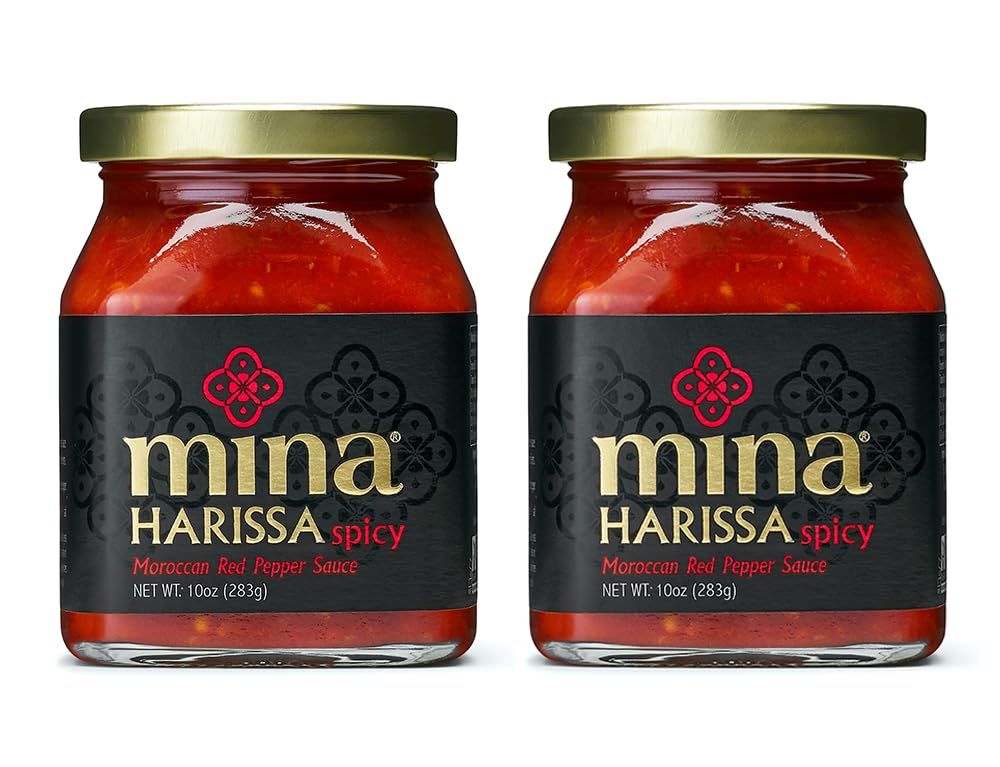 Mina Harissa Hot Sauce, Gourmet Moroccan Heat, Homestyle Spicy Red Chili Harissa Paste with Tangy Twist, 10 oz (Pack of 2) Harissa Sauce, Excite Your Senses with Mina&#39;s Harissa Seasoning