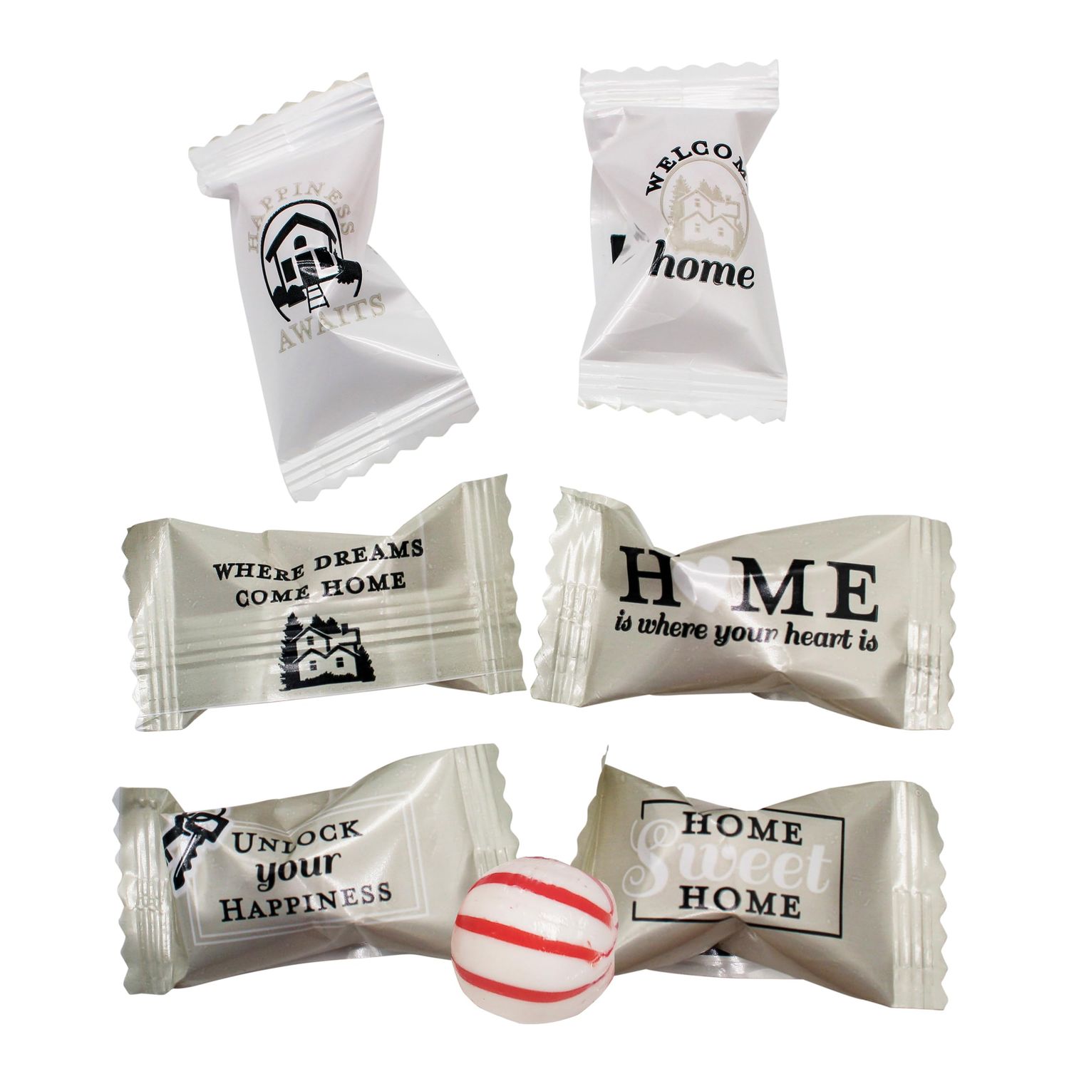 Welcome Home Wrapped Peppermints Hard Candy 100 Count For Real Estate Companies &amp; Open Houses