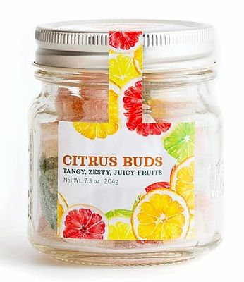 Butterfields Hard Candy Buds in a Nostalgic Mini Mason Jar - 7.3 Ounces - Gourmet, Old-Fashioned Gluten Free Made with 100% Real, Pure Cane Sugar Handcrafted in the USA (Citrus Buds)