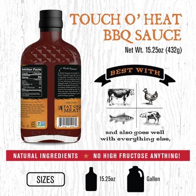 Rufus Teague - Touch O' Heat BBQ Sauce - Premium Barbecue Sauce - 15.25 oz. Bottle