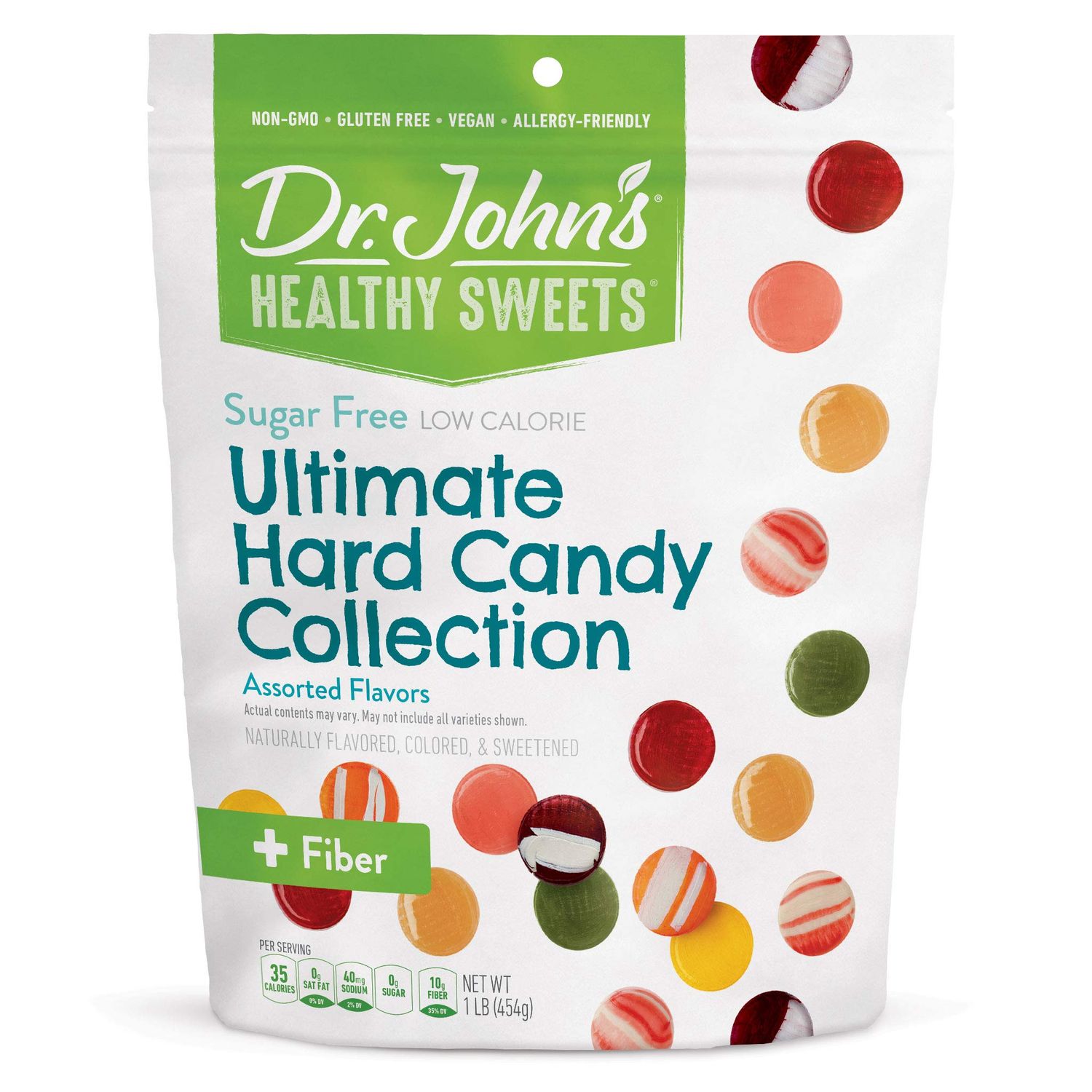 Dr. Johns Sugar Free Candy, Healthy Hard Candy with Zero Sugar, Low Calorie Snacks, Keto Friendly, Vegan, Gluten Free, Assorted Flavors, 100 Count, 1 LB