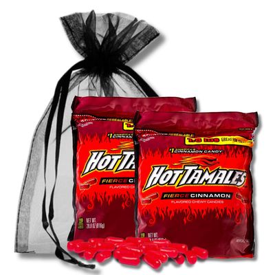 Mike &amp; Ike Bulk Bag Gifts - 1.8 LB Resealable Bags By Lyza&#39;s Sweets &amp; Treats (Pack of 2, Hot Tamales - Fierce Cinnamon)