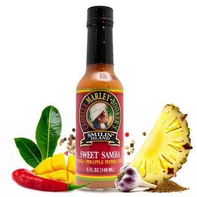 Sweet Samba Mango Pineapple Hot Sauce by Cedella Marley Booker&#39;s Smilin Island Foods - Sweet &amp; Mild 1 Bottle 5-Ounces