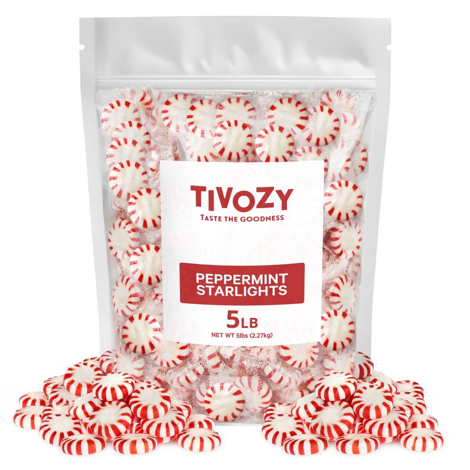 Starlight Peppermints Individually Wrapped Candy, 5 Pound Bulk Pack, Sweets for On the Go Refreshment, Perfect Peppermint Candy for Office.