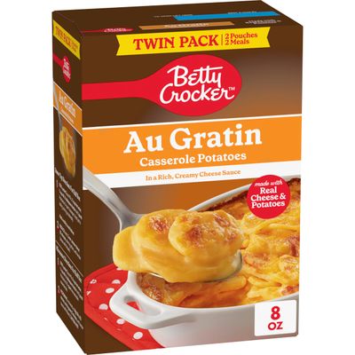 Betty Crocker Au Gratin Casserole Potatoes, Made With Real Cheese, Twin Pack, 8 oz Box