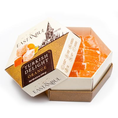 Eastanbul Turkish Delight w/Orange Flavor, 8.8oz Turkish Delights w/Citrus Infuse, Lokum Turkish Delight, Nut-Free Turkish Delights, Best Turkish Delights Candy, Vegan Mother&#39;s Day Gift