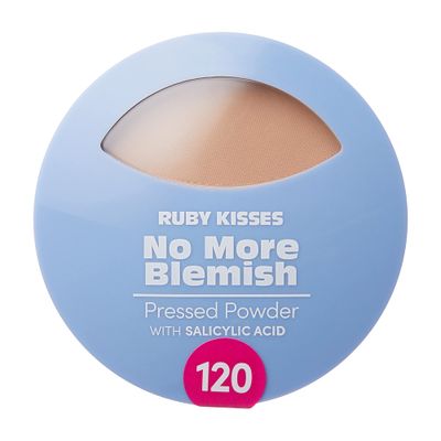 Ruby Kisses No More Blemish Face Powder with Salicylic Acid Korean Makeup Matte Finish Full Coverage Pressed Powder (Classic Ivory)