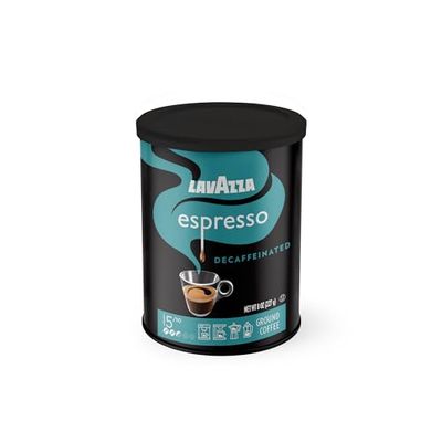 Lavazza Decaf Ground Espresso, Medium Roast, 8-Oz Cans (4 Pack) - Authentic Italian, Non GMO, Sweet &amp; Fruity - Packaging May Vary
