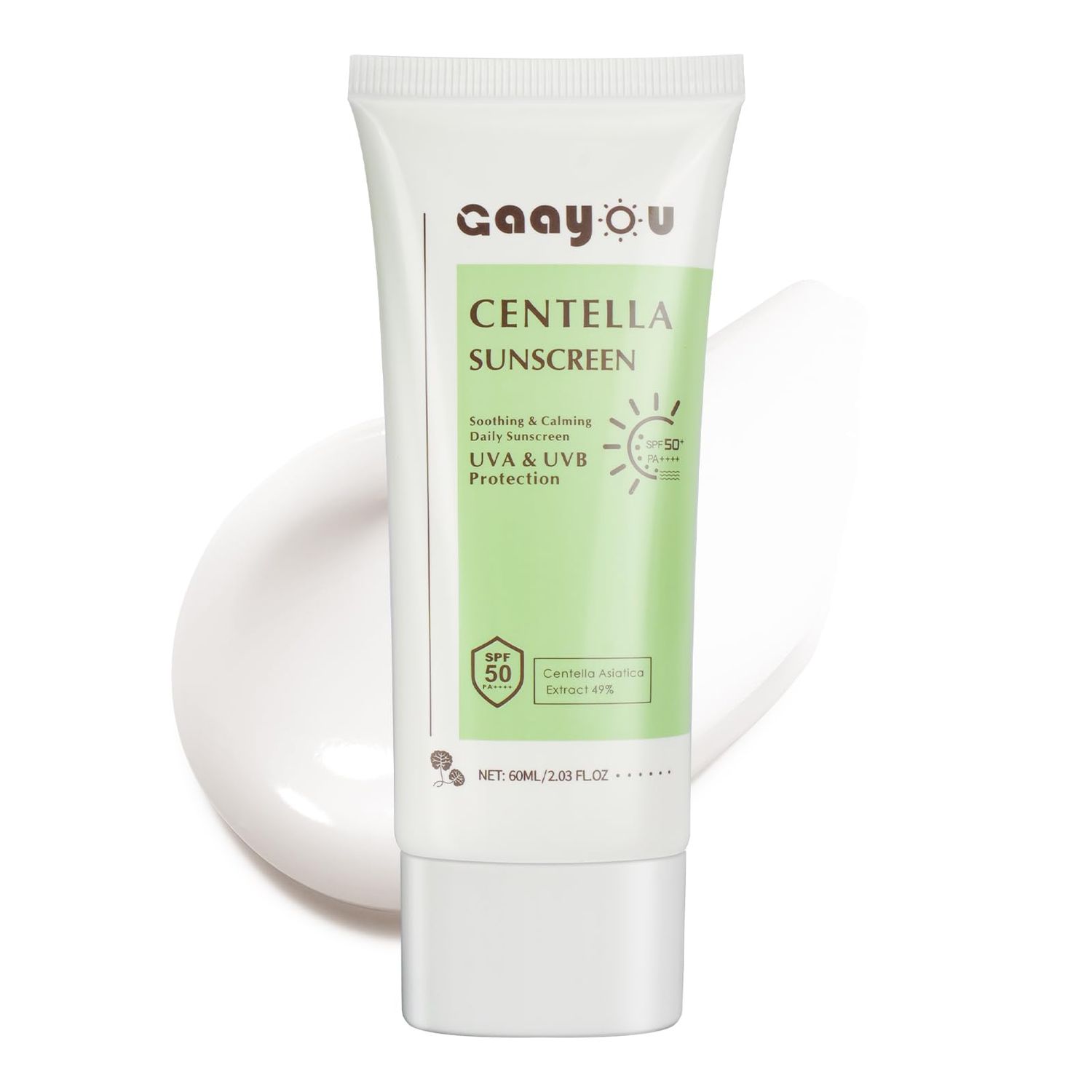 Centella Sunscreen SPF50 PA Calming Moisture Facial Sunscreen Centella Asiatica Korean Sunscreen Matte No White Cast Face Sun Screen for Oily Sensitive Skin