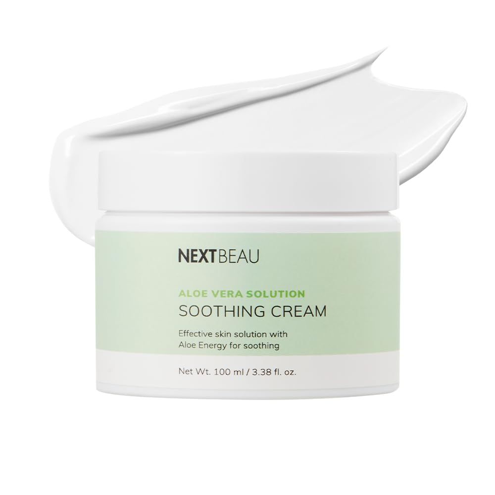 NEXTBEAU Aloe Vera Solution Soothing Cream 10. 48 fl. oz. / 310ml Face Cream/Moisturizer for Dry Skin, Hypoallergenic cream, Korean Skincare