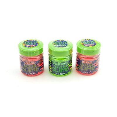 Sour Slime Liquid Candy (3 Pack Assorted) Cherry and Green Apple, Spoon Inside Lid. with 2 GosuToys Stickers
