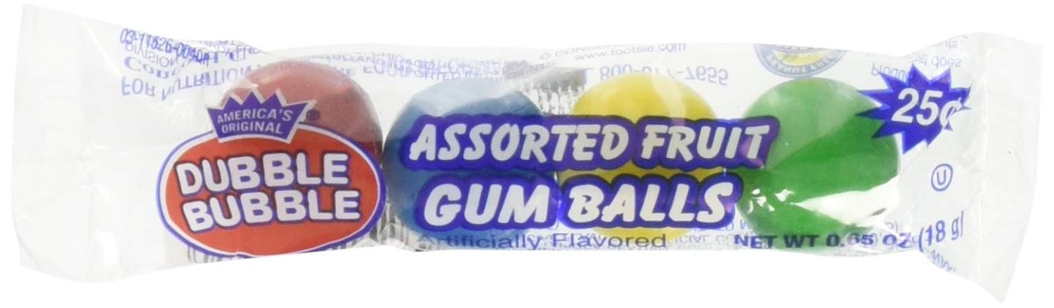 Dubble Bubble Gum Balls Assorted Flavors 36 Ct Pp 25cent