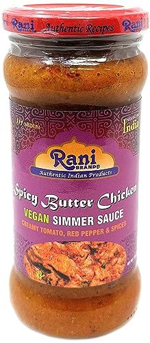 Rani Spicy Butter Chicken Vegan Simmer Sauce (Creamy Tomato, Red Pepper &amp; Spices) 14oz (400g) Glass Jar Easy to Use Vegan No Colors All Natural NON-GMO Gluten Free Indian Origin