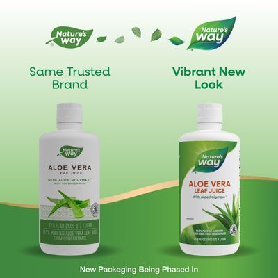 Nature's Way Aloe Vera Leaf Juice with Aloe Polymax, 99.5% Purified Aloe Vera Leaf Juice from Concentrate, Unflavored, 33.8 Fl. Oz (Packaging May Vary)
