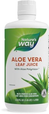 Nature&#39;s Way Aloe Vera Leaf Juice with Aloe Polymax, 99.5% Purified Aloe Vera Leaf Juice from Concentrate, Unflavored, 33.8 Fl. Oz (Packaging May Vary)