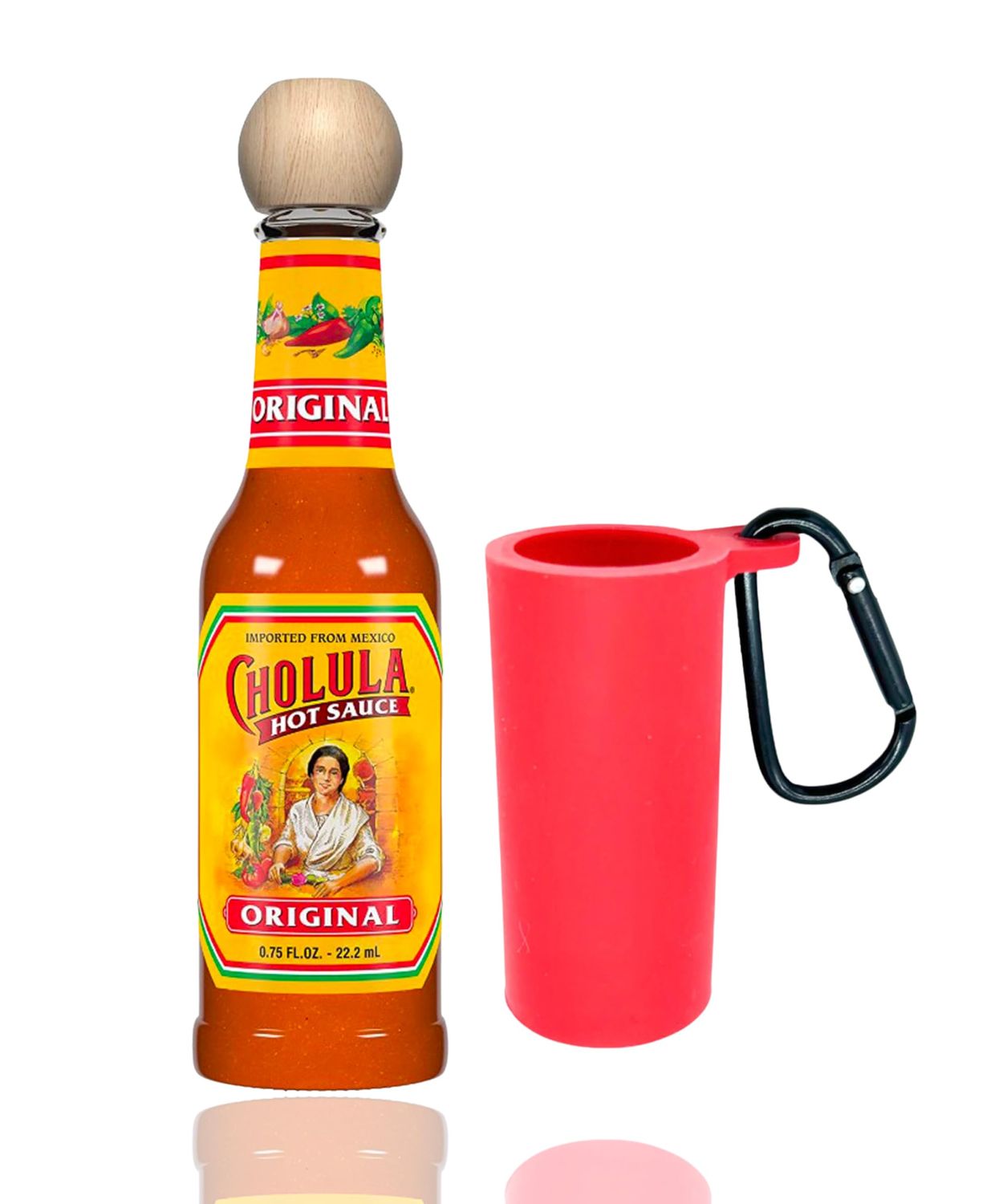 Cholula Hot Sauce Keychain - Portable 0.75 oz Mini Bottle with Custom Holder - Travel Size Cholula Bottle - On-the-Go Spicy Flavor Enhancer (0.75 oz, 1)