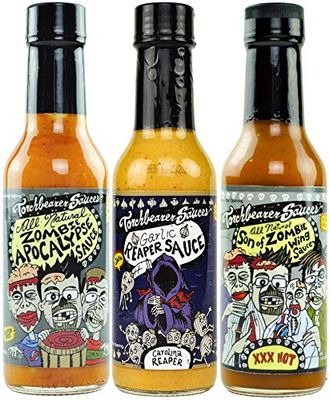 Torchbearer Sauces Hot Sauce Bundle Set, 5 Oz Each: Zombie Apocalypse, Garlic Reaper, &amp; Son of Zombie