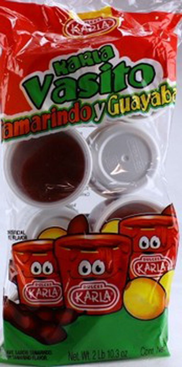 Dulces Karla Karla Vasito Tamarind &amp; Guava Candy Cup, 8 Count (SUGAR CANDY - ETHNIC)