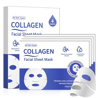 Collagen Face Mask - Deep Hydration &amp; Pore Tightening Facial Mask Set- Bio-Collagen Real Deep Overnight Mask for Womens Skincare