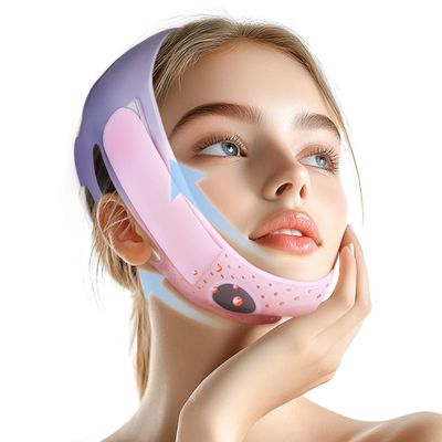ONLUKY V-Line Face Lifting Mask, Double Chin Reducer Chin Support Strap V Shaped Face Mask (Pink)