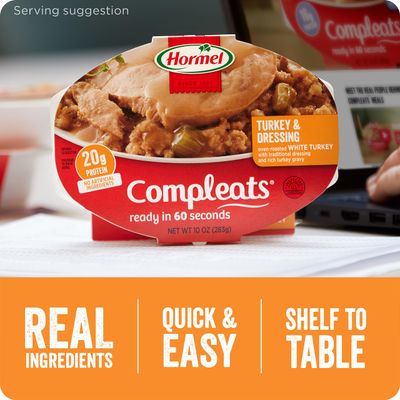 HORMEL COMPLEATS Turkey &amp; Dressing Microwave Tray, 10 oz. (6 Pack)