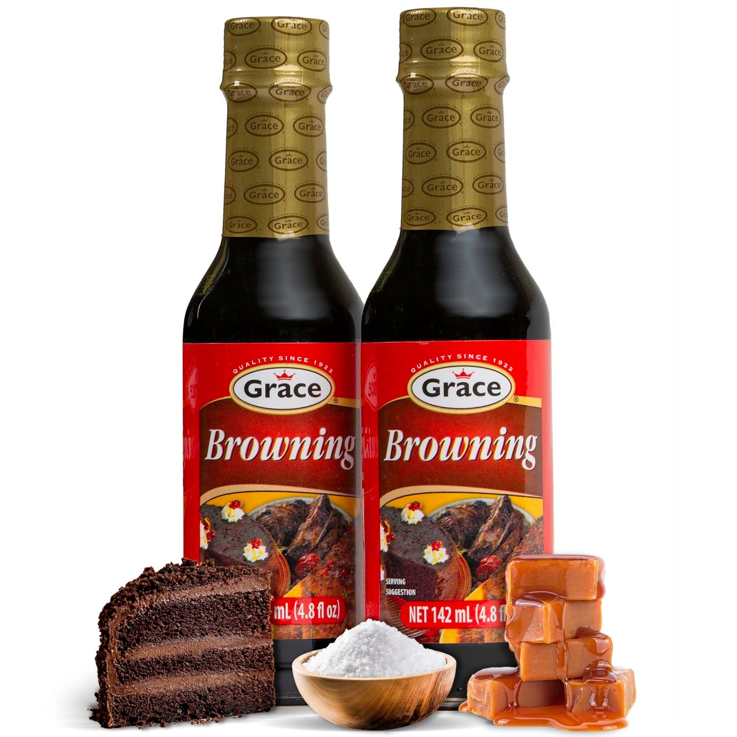Grace Browning Sauce Jamaican 4.8oz - 2 Pack Browning Sauce for Grilling &amp; Baking Jamaican Food - Jamaican Seasoning Sauce for Beef Gravy Vegetarian Gravy Brown Gravy Sauce &amp; Oxtail Seasoning Jamaican