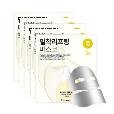 Parnell Bakuchiol Retinol Wild Yam Firming Cream Coating Mask (5ea) Hydrating Under Eye &amp; Face Mask for Anti-Aging, Lifting &amp; Nourishing Glow Korean Skin Care