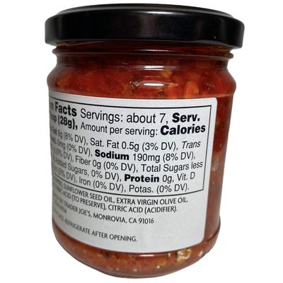 Trader Joe's Italian Bomba Hot Pepper Sauce Fermented Crushed Calabrian Chili Peppers 6.7 oz